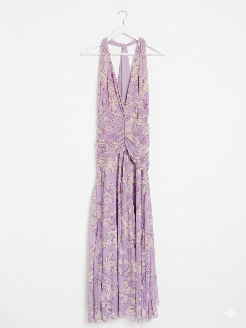 Zara Lilac Floral Print Maxi Dress size large